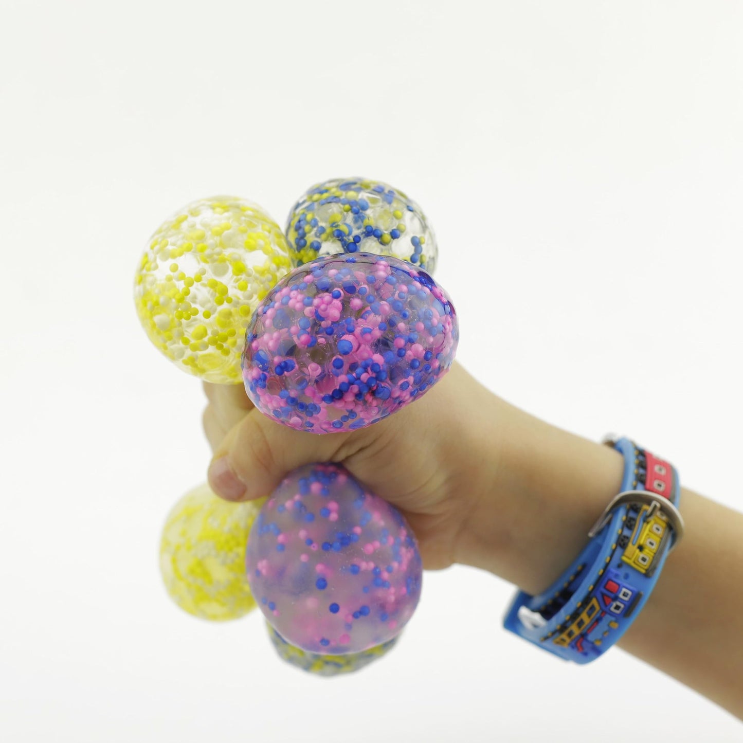 Squishy Ball Set - Random Colors Confetti Squeeze Balls - 2 Inch Gel Stress Balls for Kids - Stress Relief Toys - Anti Stress Ball Pack