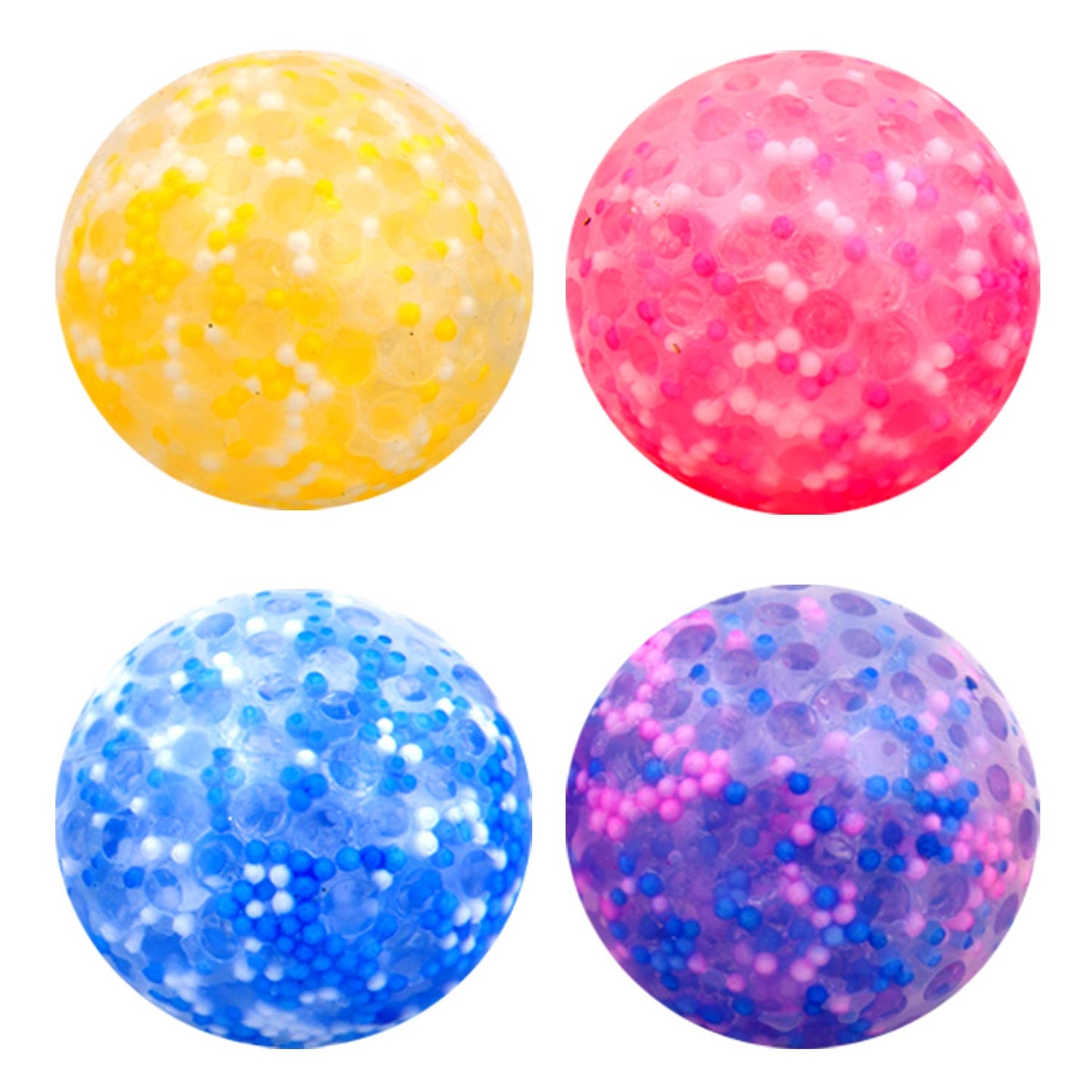 Squishy Ball Set - Random Colors Confetti Squeeze Balls - 2 Inch Gel Stress Balls for Kids - Stress Relief Toys - Anti Stress Ball Pack