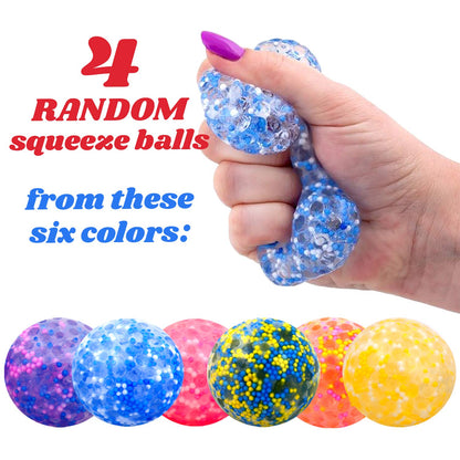 Squishy Ball Set - Random Colors Confetti Squeeze Balls - 2 Inch Gel Stress Balls for Kids - Stress Relief Toys - Anti Stress Ball Pack