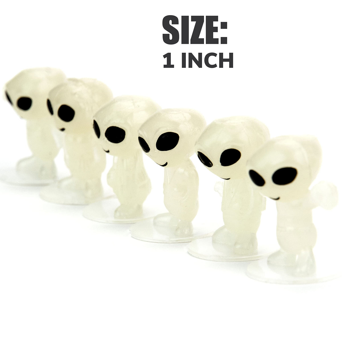 Alien Toys in Capsules - 100 Pcs of 1.1 Inch Plastic Capsules & 1 Inch Glow in the Dark Alien Figurines for Kids - Party Favors - Classroom Prizes - Toys Bulk for Vending Machine Refill