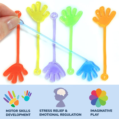 Sticky Hands for Kids - Bulk Party Favors - Mini Slappy Hands - Stretchy Toys - Small 1.5 Inch Sticky Hand - Sensory Toys