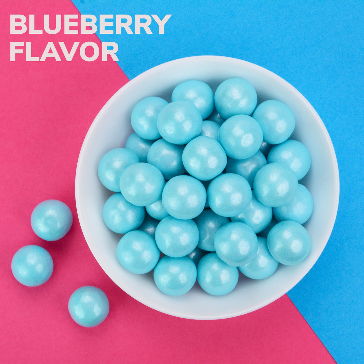 Gumballs for Gumball Machine - Shimmer Powder Blue Gumballs - Blueberry Flavored Bubble Gum 1 Inch Large Gumballs - Kids Gum - Bulk Gum Balls 2 Lb