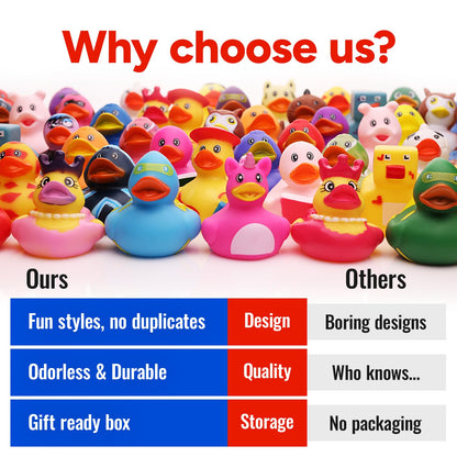 Assorted Rubber Ducks Jeep Ducks for Ducking 20pcs in Gift Box - 2" Rubber Ducks Bath Toys for Toddlers 1-3 Party Favors - Summer Beach Pool Toys Baby Shower Gifts Pinata Stuffers Prizes for Kids