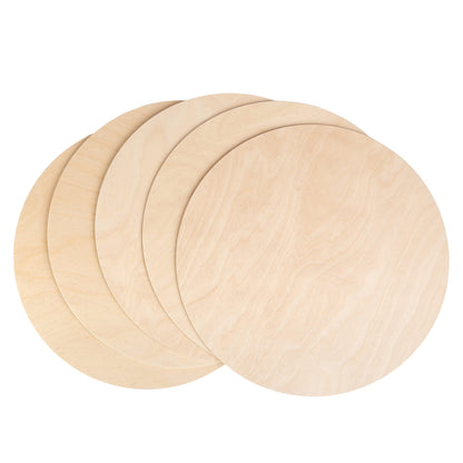 14'' Wood Circles - 5 Pcs Birch Rounds - Plywood Circle Cutouts - Wooden Circles for Crafts - Wood Boards for Painting - Craft Blanks for Wood Burning