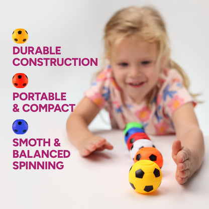 Spinner Balls 1.4'' Mini Fidget Spinner - Soccer Balls - 12 Pack Classroom Prizes - Sensory Toys for Kids 4-12 - Fidget Toy Gifts - Bulk - Blue