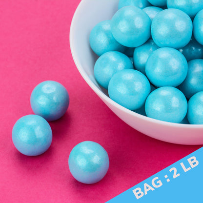 Gumballs for Gumball Machine - Shimmer Powder Blue Gumballs - Blueberry Flavored Bubble Gum 1 Inch Large Gumballs - Kids Gum - Bulk Gum Balls 2 Lb