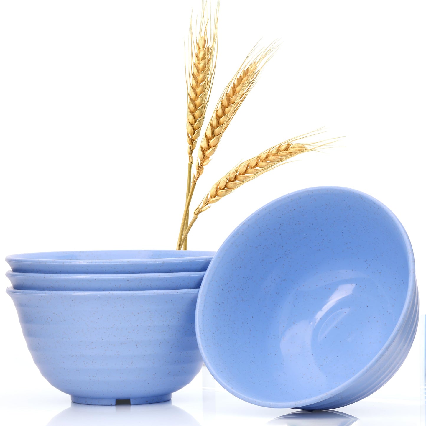 Wheat Straw Large Bowls, Set of 4, Light Weight & Reusable, 4 Colors, Dishwasher & Microwave Safe