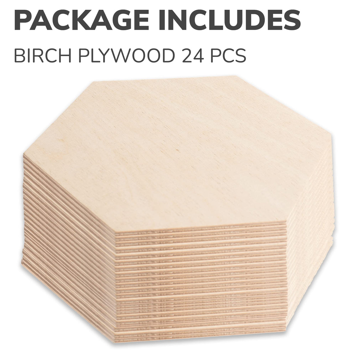 3 Inch Hexagon Plywood Wood Cutouts - 24 Wood Pieces for Crafts - Thin Wood for Wood Burning Projects - Crafting Plywood Wooden Pieces to Paint