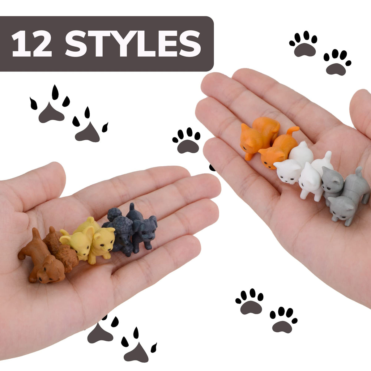 Pet Figurines Toys in Capsule - 50 Pcs - 1.1 Inch Plastic Capsules with Cute Dog and Cat Figurines for Kids - Bulk Toys for Easter Hunt Games - Vending Machines - Classroom Prizes