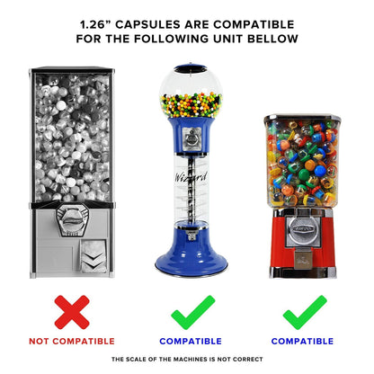 Capsule Vending Machine Colored Round Capsules Empty 50 pcs 1.26 inch - Gumball Machine Capsules Bulk Party Favor Containers - Easter Basket Stuffers Birthday Gifts Pinata Stuffers DIY Craft Supplies