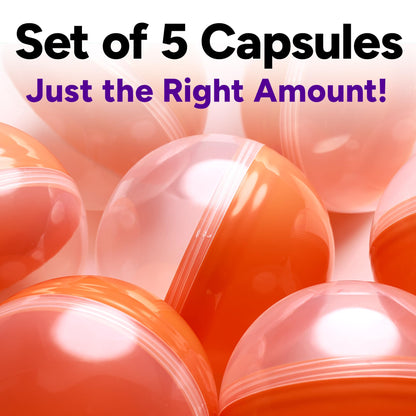 Big Claw Machine Capsules Translucent Orange Plastic Sphere Party Favor Containers Round 5 pcs 6.3 inch Jumbo Plastic Christmas Ornaments Extra Large Gift Box Craft Party Supplies Vending Capsules