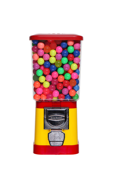 Red with Yellow Home Vending Machine - Bubble Gum Machine for Kids - Gumball Machine Bank - Coin Gumball Machine - Gum Ball Machine Without Stand