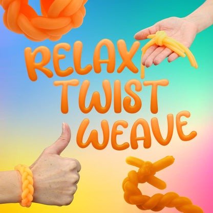 Monkey Noodles - 10 Stretchy Sensory Toys for Kids and Toddlers - Autism Sensory Products - Stretchy String - Party Favors for Kids - Treasure Box Toy for Classroom - Easter Fillers - Orange
