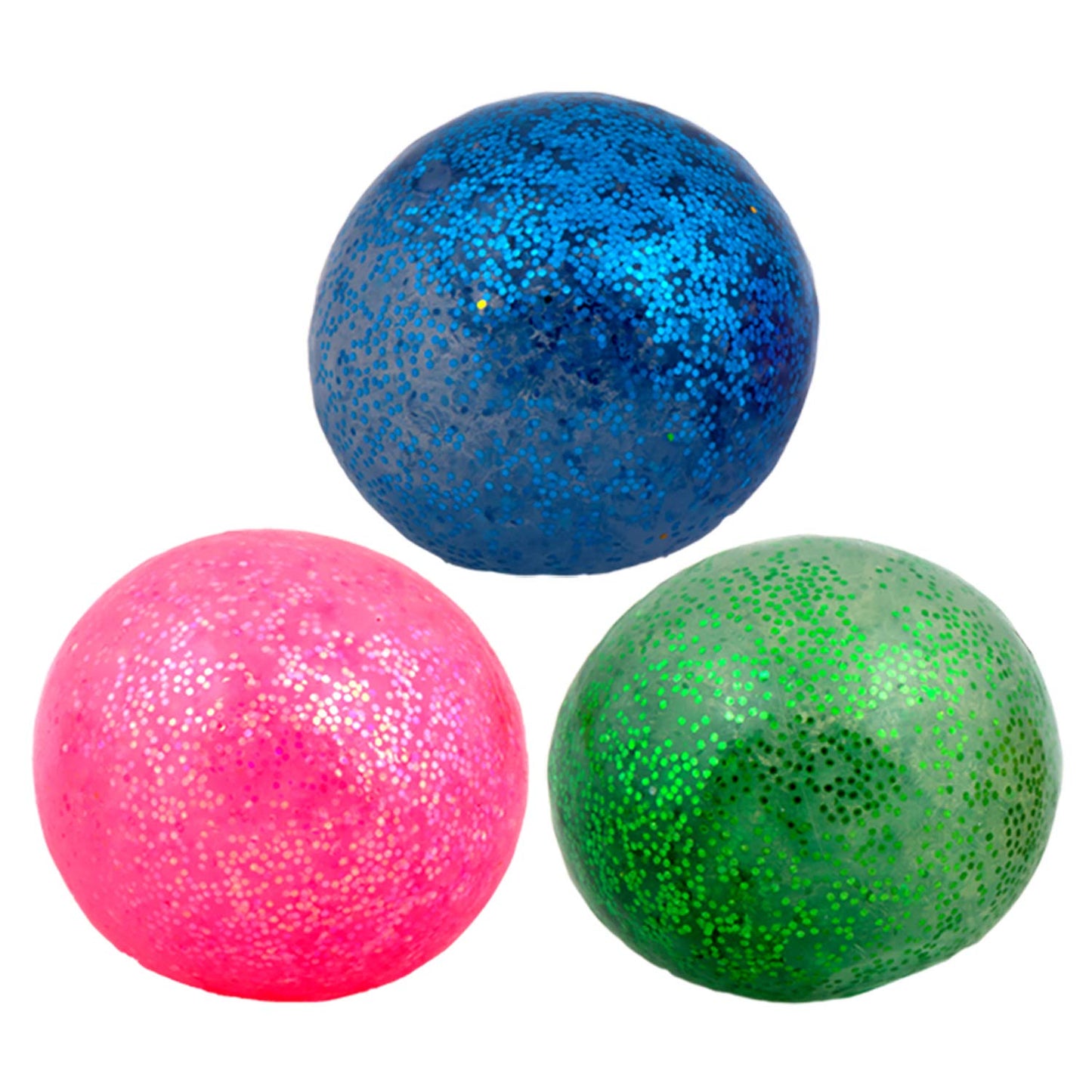 Squishy Toys  - Random Colors Glitter Squeeze Balls - 2.8 Inch Gift Stress Balls for Kids - Stress Relief Toys - Anti Stress Ball Pack