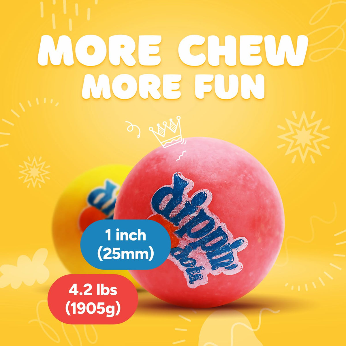 Gumballs for Gumball Machine - 1 Inch Candy Filled Gumballs - 4.2 Lb Gumball Machine Refills - 250 Pcs Candy Filled Large Gumballs Bulk - Bubble Gum Refill for Machine - Bulk Gum for Kids