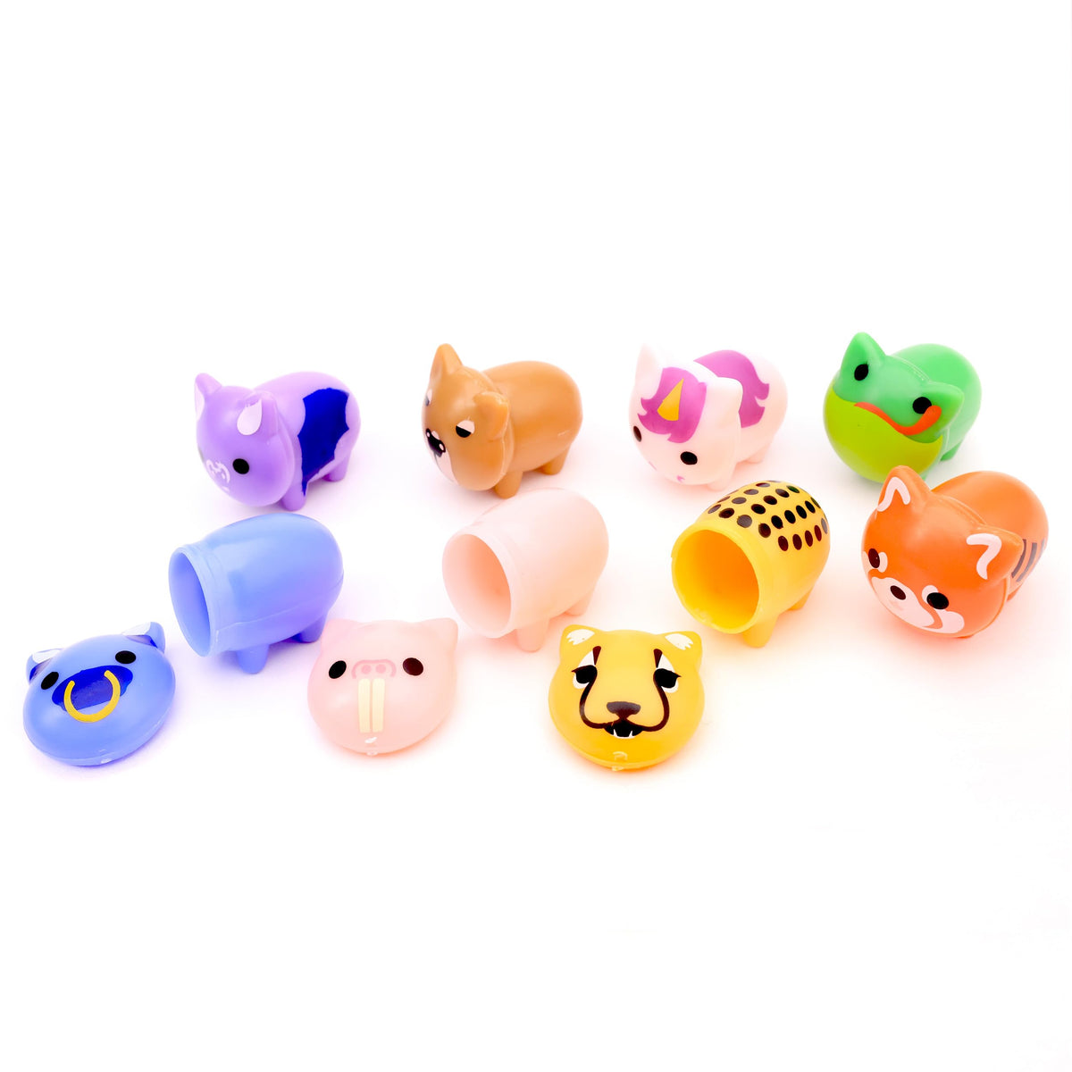 Farm Animals Figurine Toys in Capsule - 100 Pcs -1.1 Inch Plastic Capsules with Assorted Animals Mini Figurines for Kids - Easter Basket Stuffers - Toy Vending Machine Refill