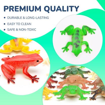 Plastic Frog Toys for Kids Rainforest Woodland Animals, Toy Frogs Set with Realistic Poison Dart Frogs, Miniature Frog Figurines for Kids Party Favors