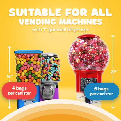 Gumballs for Gumball Machine - 1 Inch Candy Filled Gumballs - 4.2 Lb Gumball Machine Refills - 250 Pcs Candy Filled Large Gumballs Bulk - Bubble Gum Refill for Machine - Bulk Gum for Kids