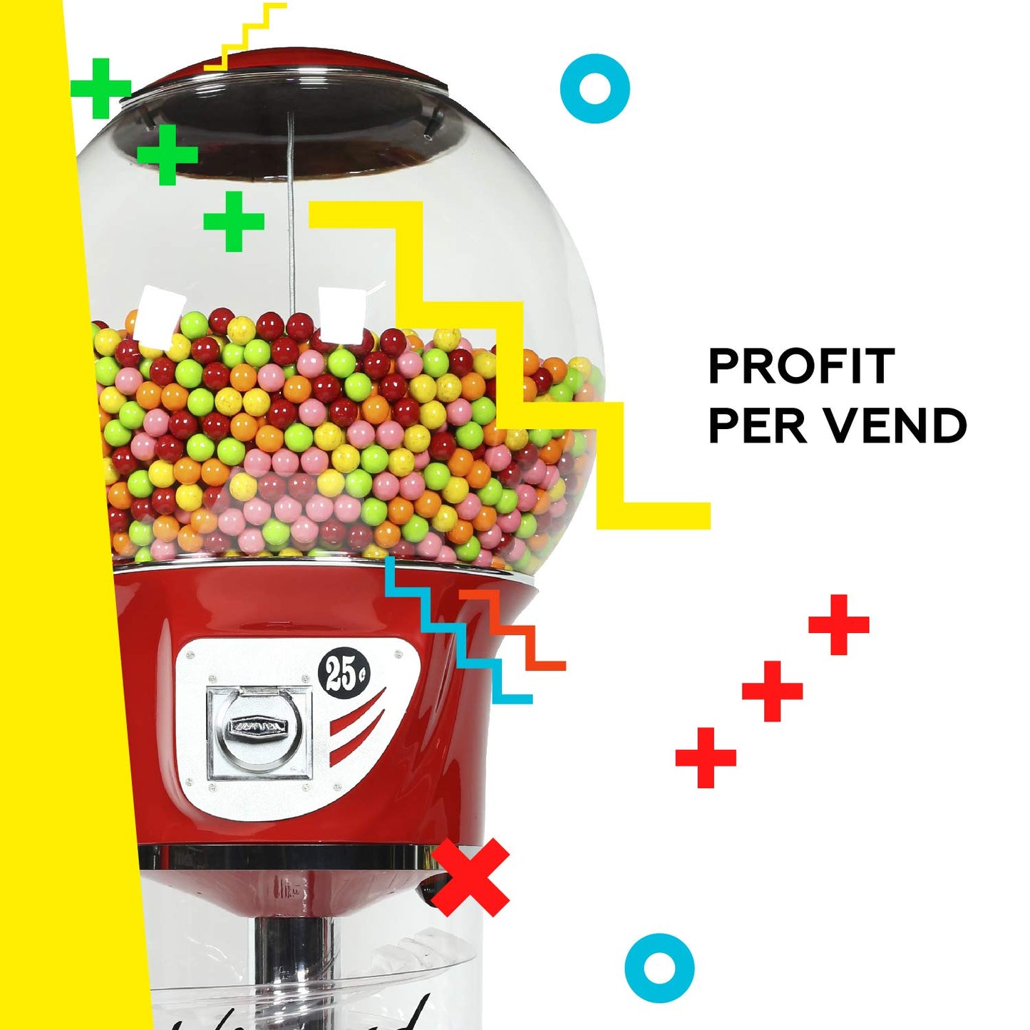 Spiral Gumball Machine Giant 5`6"  for $0.25. Great for 1” Gumballs, Toys in Round Capsules, Bouncy Balls.