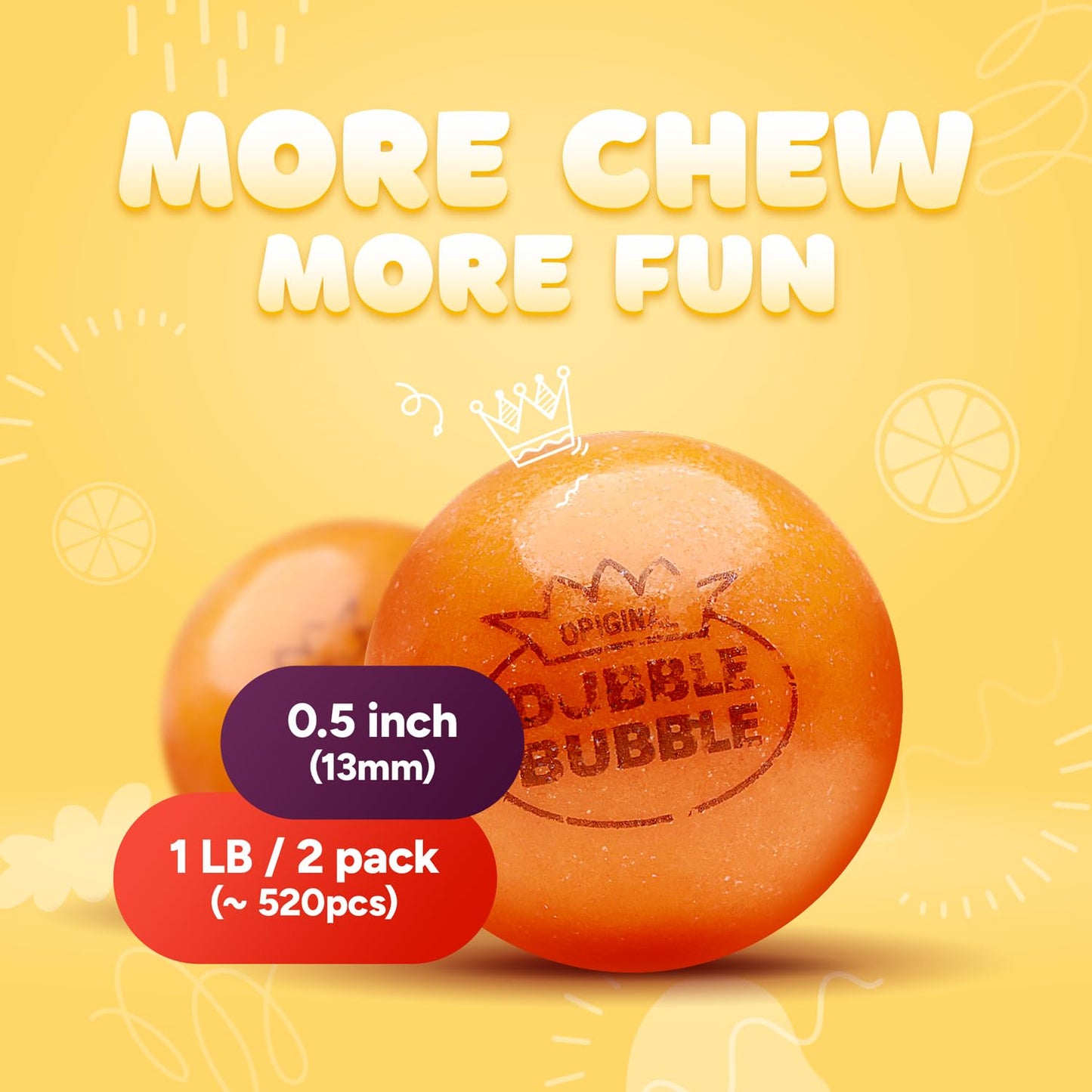 Mini Gumballs 0.5 inch 13mm - Gum Balls for Gumball Machine Refill Bulk 520 pcs - Chewing Gum for Kids - 2 LB Assorted Flavors Bubble Gum