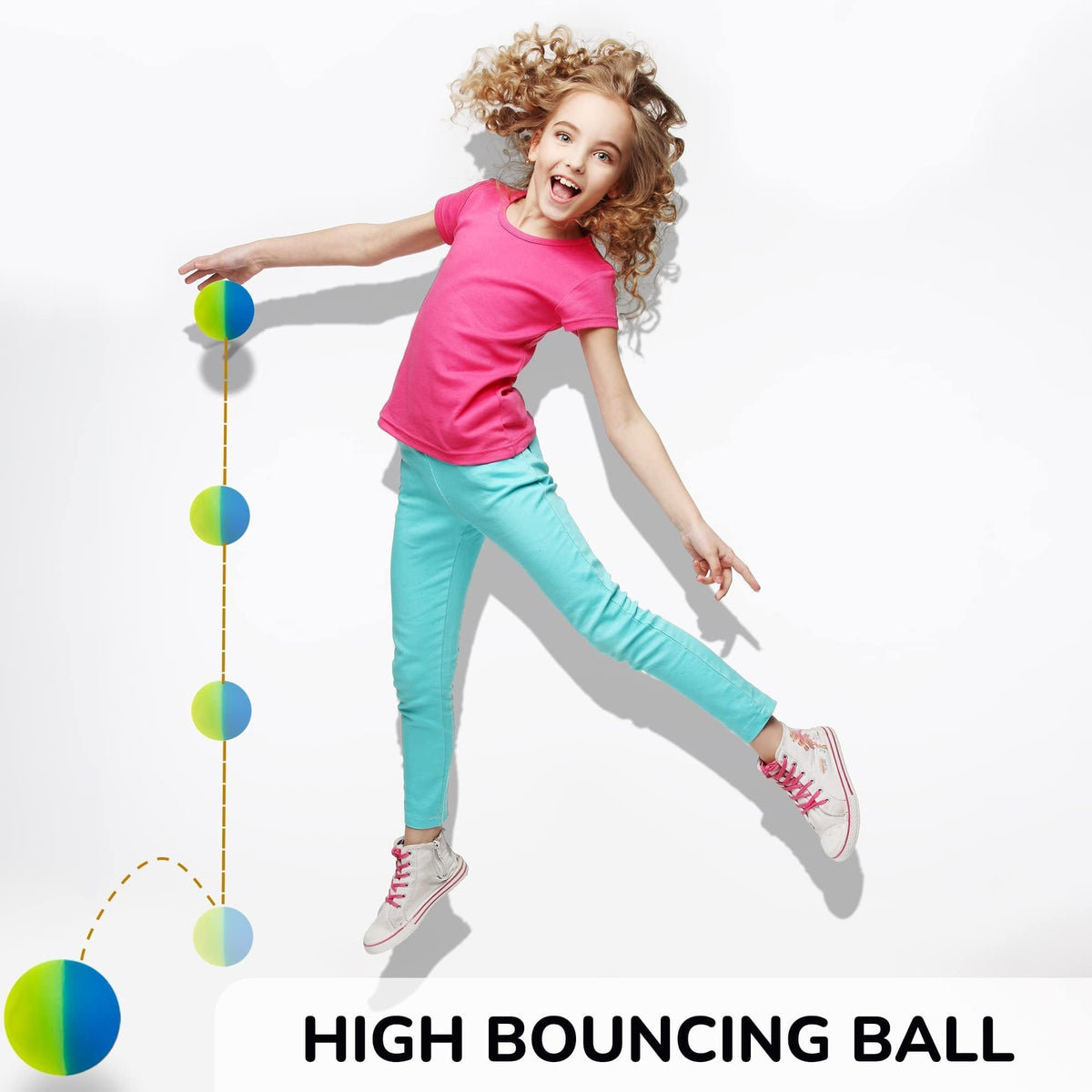 Entervending Bouncy Balls in The Gift Box - ICY Rubber Bounce Balls for Kids - 5 Pcs Large Hi Bouncing Ball 45mm
