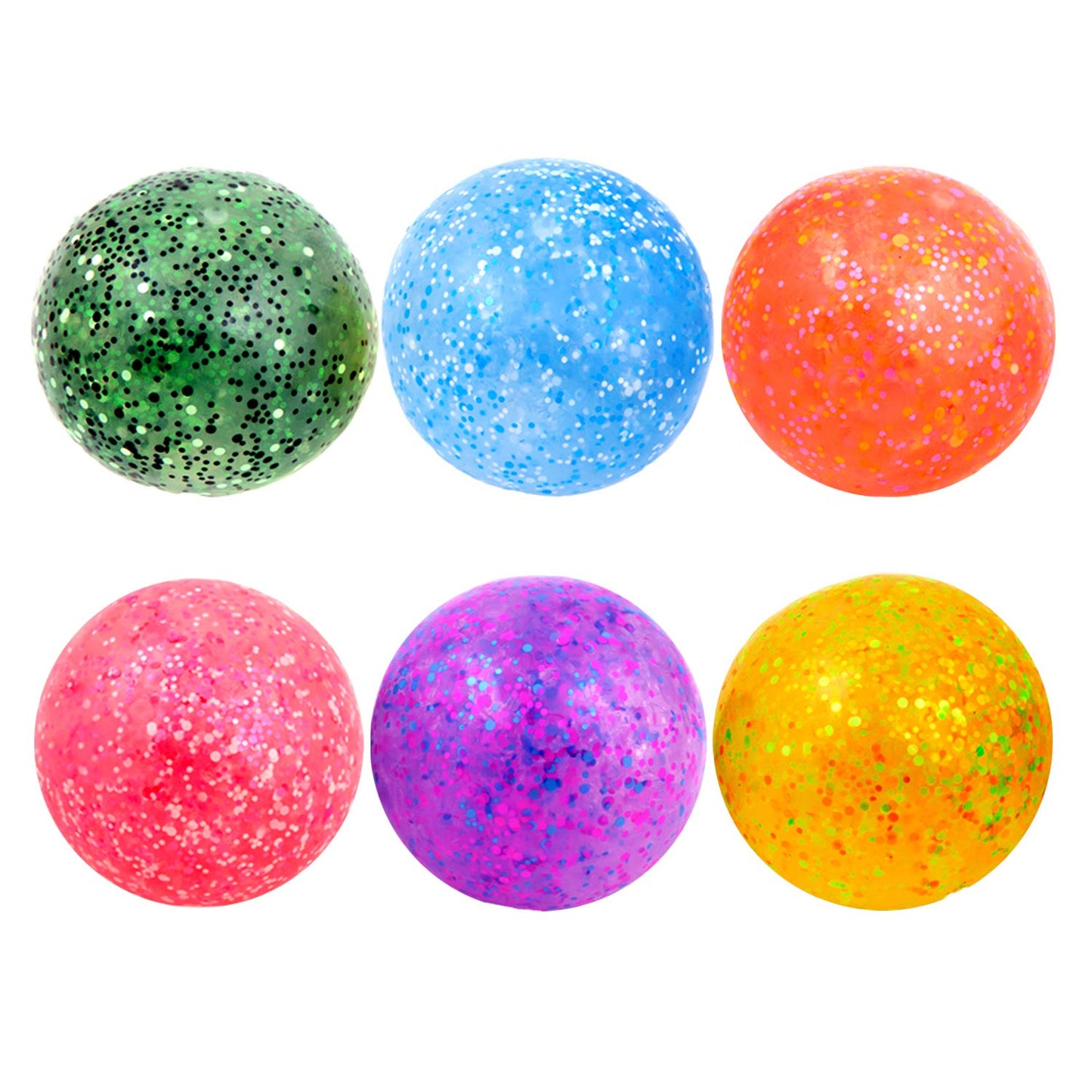 Random Colors Confetti Squeeze Balls - 2.75 Inch Gel Stress Balls for Kids - Stress Relief Toys - Anti Stress Ball Pack - Fidget Squishy Ball