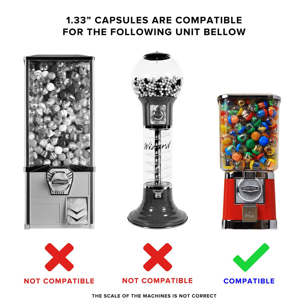 Capsule Vending Machine Translucent Round Capsules Empty 50 pcs 1.26 inch - Gumball Machine Capsules Bulk Party Favors Containers - Easter Basket Stuffers Gifts Pinata Stuffers DIY Craft Supplies