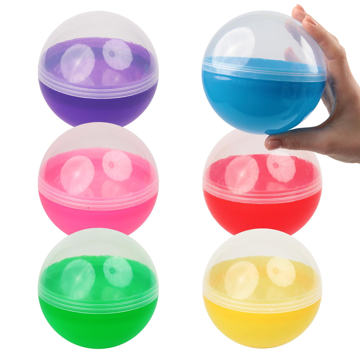 Capsule Vending Machine Translucent Round Capsules Empty 14 pcs 4.7 inch - Gumball Machine Capsules Easter Basket Stuffers Birthday Gifts - Pinata Stuffers DIY Craft Supplies Claw Machine Refills