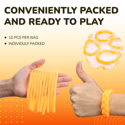 10 Pcs Fluorescent Monkey Noodles Fidget Toy Pack - Kids Party Favors Bulk Stretchy Toys - Fidget Noodles Tactile Sensory Toys