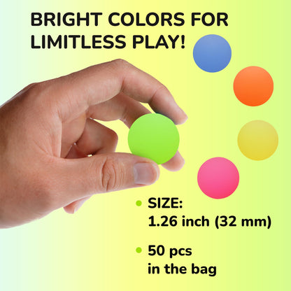 Bouncy Balls - 50 Pcs Small Bouncing Balls - 1.26 Inch Bounce Balls - Bouncing Balls for Kids - Vending Machine Toys