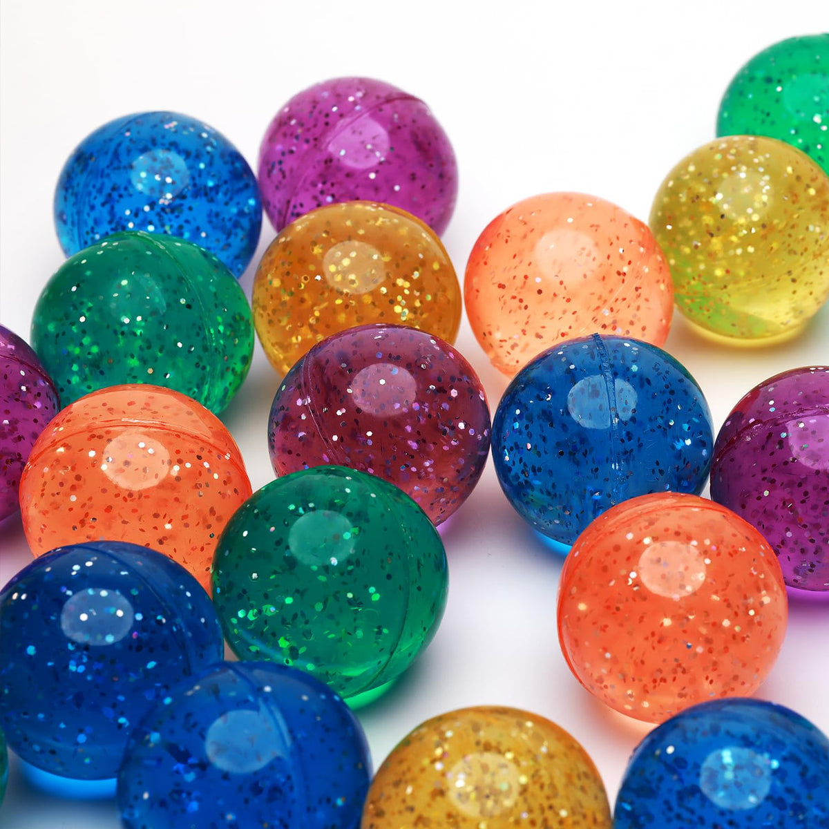 Entervending Bouncy Balls - Glitter Bounce Balls Bulk - Party Favors - Rubber Balls for Kids - 24 Pcs Large Bouncy Ball 45 mm - Super Bouncy Balls Gift for Kids