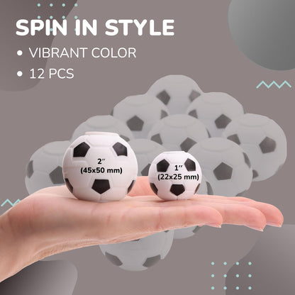 2 Inch Stress Balls - 12 Pcs Soccer Party Favors for Kids - Mini Fidget Spinners - Classroom Prizes - Fidget Spinners for Kids