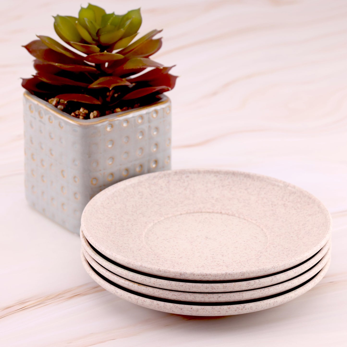 Wheat Straw Plates, Set of 4, Light Weight & Reusable, 4 Colors, Dishwasher & Microwave Safe