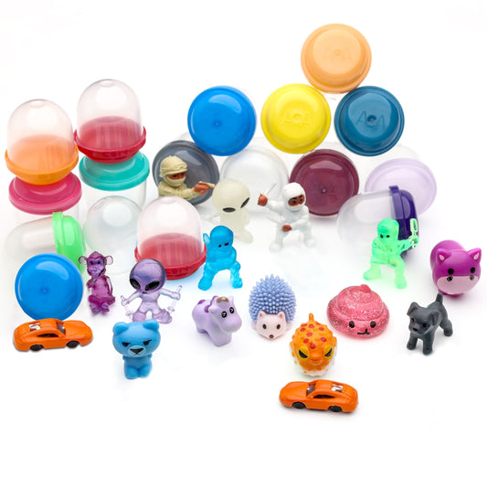 Entervending Vending Machine Capsules with Toys in Bulk - 1.1 Inch Tiny Frosty Clear-Colored Acorn Capsules with Mini Toys for Kids - Plastic Capsules for Toys Bulk – Easter Basket Stuffers