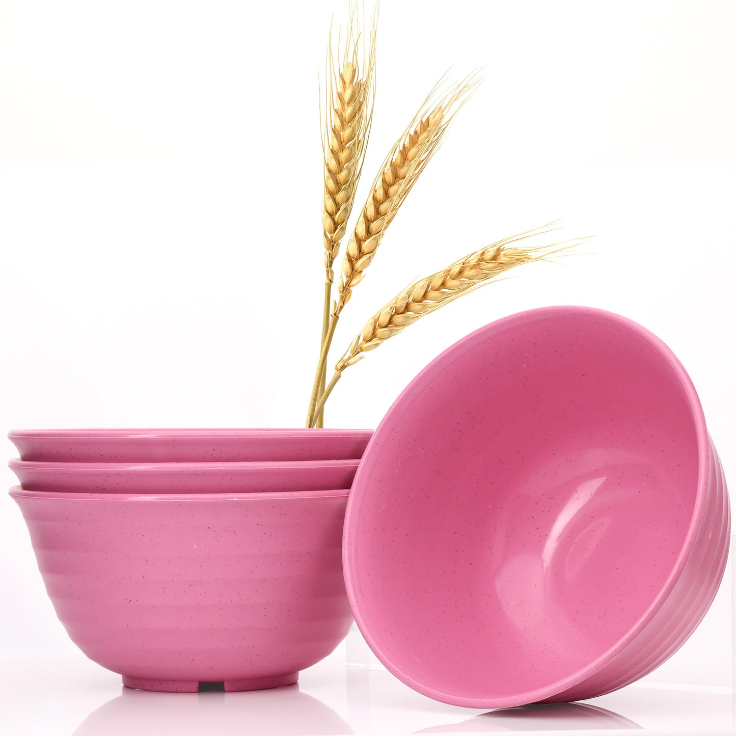 Wheat Straw Large Bowls, Set of 4, Light Weight & Reusable, 4 Colors, Dishwasher & Microwave Safe