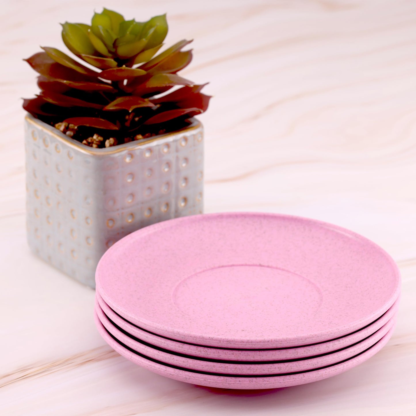 Wheat Straw Plates, Set of 4, Light Weight & Reusable, 4 Colors, Dishwasher & Microwave Safe