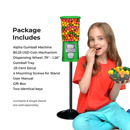 Green Home Vending Machine - Bubble Gum Machine for Kids - Gumball Machine Bank - Coin Gumball Machine - Gift Kid Gum Ball Machine Without Stand