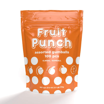 1 Inch Large Gumballs - Fruit Punch Big Gum Balls in Resealable Bag - 1.7 Lb Gumball Machine Refills - 100 Pcs Giant Gumballs - Assorted Gum Refill