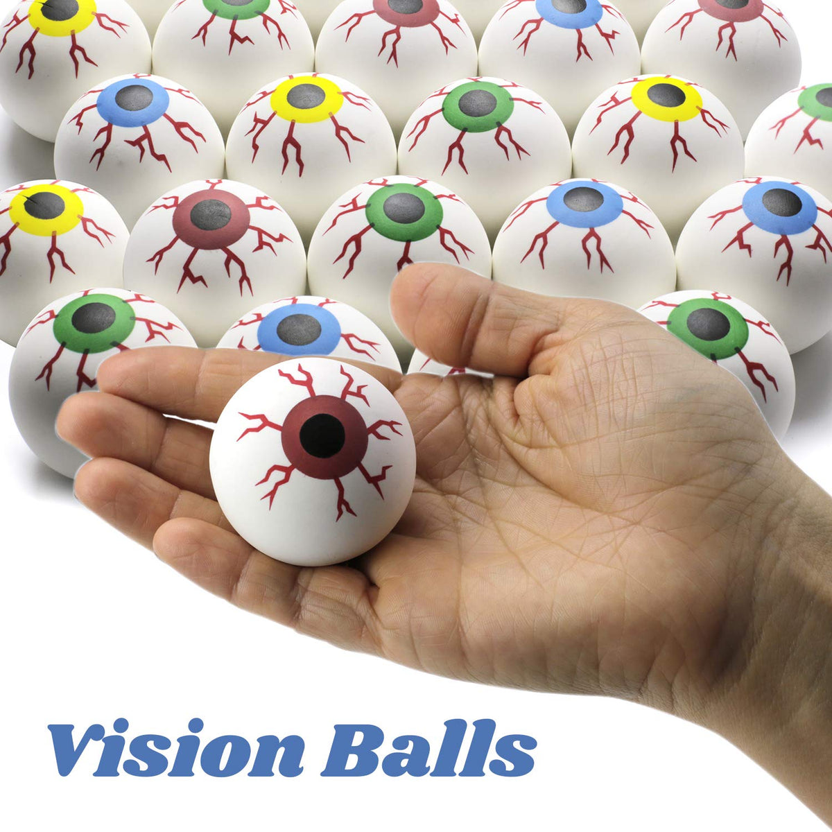 Entervending Bouncy Balls - 25 Pcs Large Halloween Bouncy Balls - 45 mm Red Eye Bounce Balls - Fake Eyeballs - Halloween Party Decoration - Large Bouncy Balls for Kids - Halloween Toys in Bulk