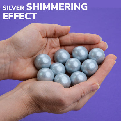 Gumballs for Gumball Machine - Shimmer Silver Gumballs - Fruit Flavored Bubble Gum 1 Inch Large Gumballs - Kids Gum - Bulk Gum Balls 2 Lb