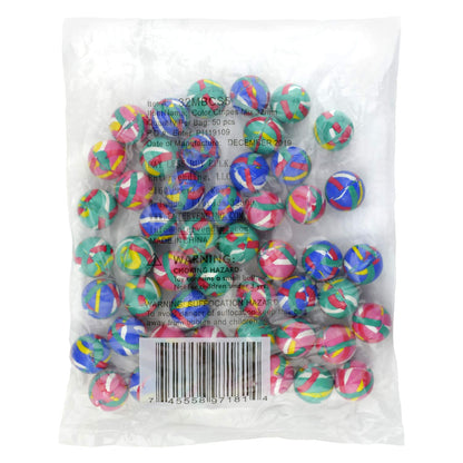 1.3 Inch Small Bouncy Balls - 50 Pcs Color Stripes Rubber Balls for Kids - Bouncy Balls Party Favors for Kids - Small Bouncy Balls Bulk