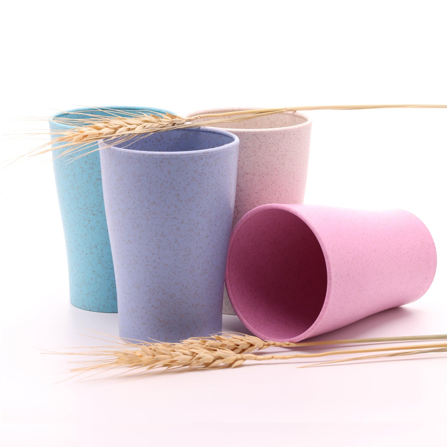 Wheat Straw Cups Set of 4 PCS - Lightweight Wheat Straw Fiber Drinking Glasses - Microwave & Dishwasher Safe - Wheat Straw Dinnerware Sets