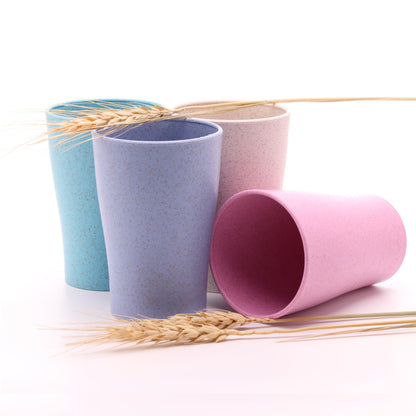 Wheat Straw Cups Set of 4 PCS - Lightweight Wheat Straw Fiber Drinking Glasses - Microwave & Dishwasher Safe - Wheat Straw Dinnerware Sets