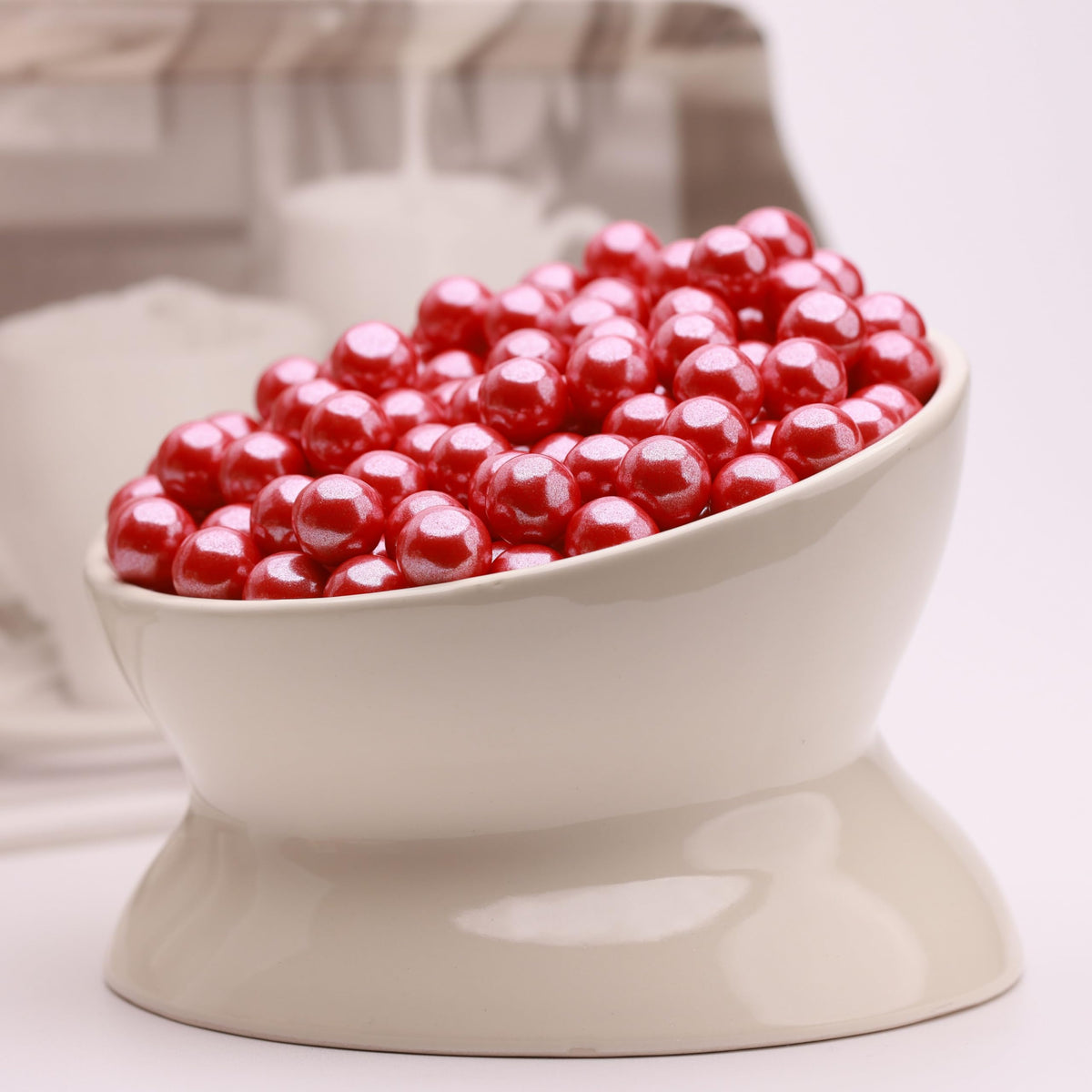 Shimmer Gumballs for Gumball Machine Cherry Flavored Candy - 45 Pearl Red Gumballs per Bag Chewing Gum - Nostalgic Valentines Candy for Party Favors Easter Basket & Sweet Treats, 16mm (0.62 inch)