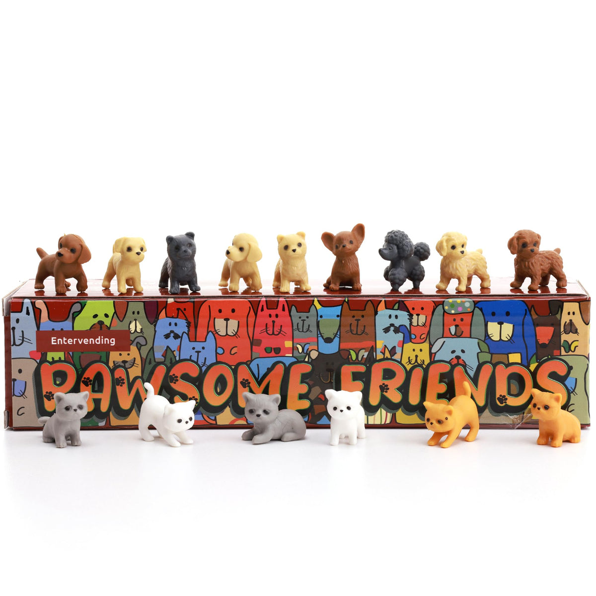 Tiny Dog and Cat Figurines for Kids - Small Animals Toys in Gift Box - Little Pet Toys - Tiny Plastic Toys for Kids Classroom Prizes - 30Pcs - Easter Gifts for Kids