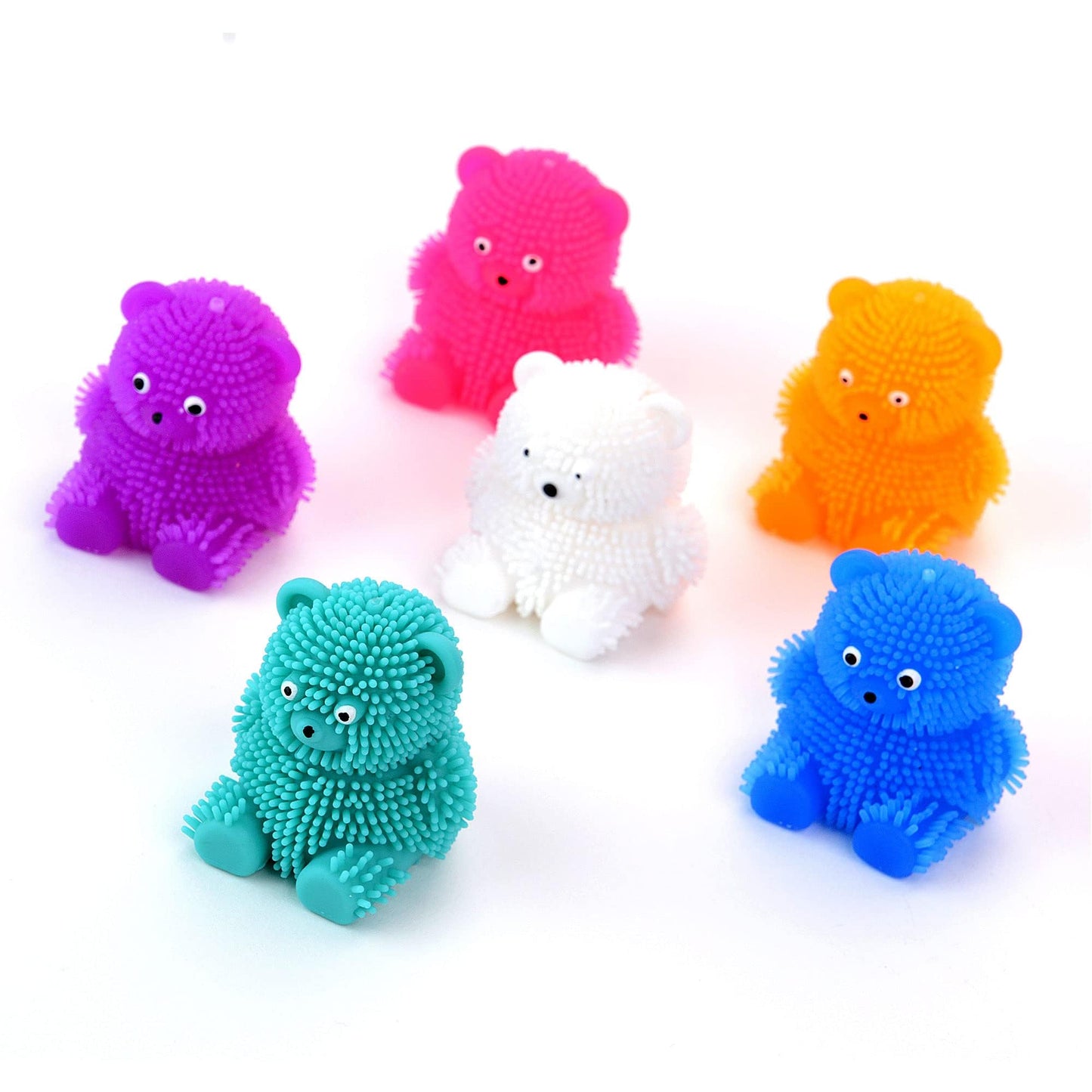 Mini Bears Paffers Figures 1.75 Inch - Easter Egg Fillers - Variation - Squeeze Toys for Party Favors, Goody Bags, Classroom Prizes & Treasure Box