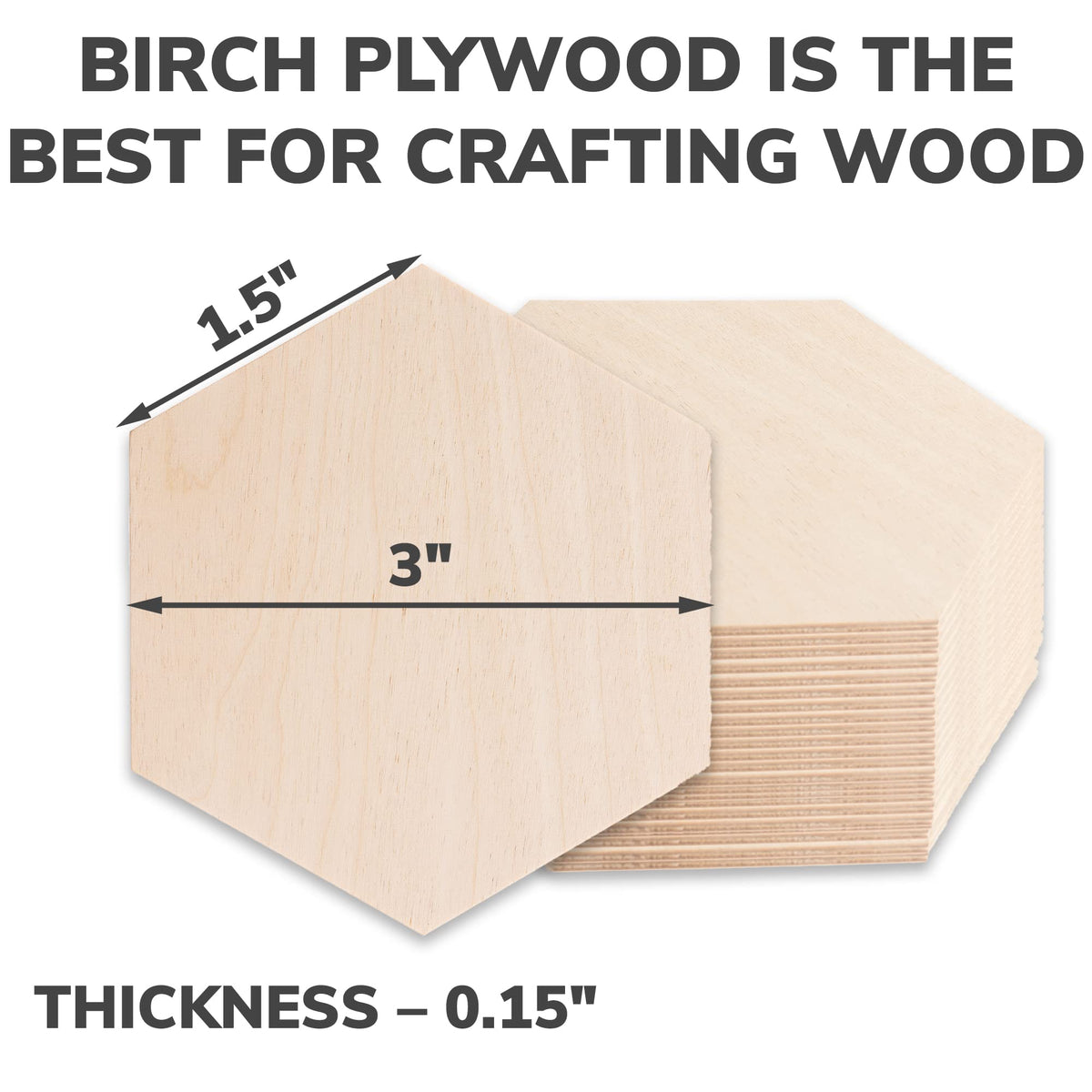 3 Inch Hexagon Plywood Wood Cutouts - 24 Wood Pieces for Crafts - Thin Wood for Wood Burning Projects - Crafting Plywood Wooden Pieces to Paint