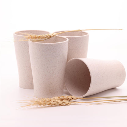 Wheat Straw Cups Set of 4 PCS - Lightweight Wheat Straw Fiber Drinking Glasses - Microwave & Dishwasher Safe - Wheat Straw Dinnerware Sets