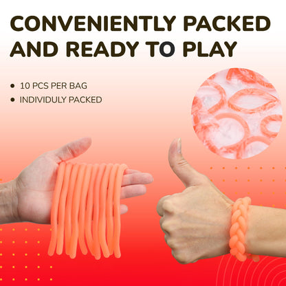 10 Pcs Fluorescent Monkey Noodles Fidget Toy Pack - Kids Party Favors Bulk Stretchy Toys - Fidget Noodles Tactile Sensory Toys