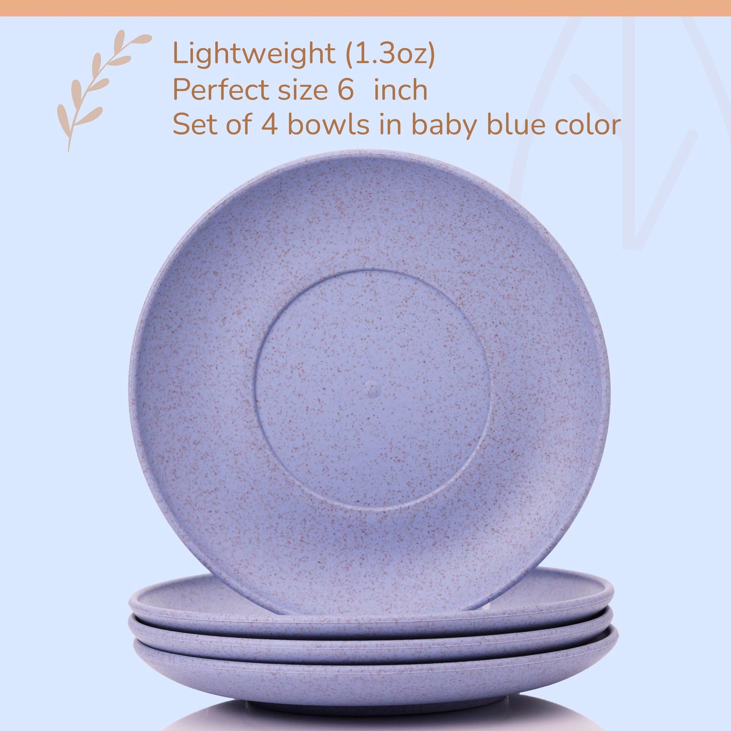 Wheat Straw Plates, Set of 4, Light Weight & Reusable, 4 Colors, Dishwasher & Microwave Safe